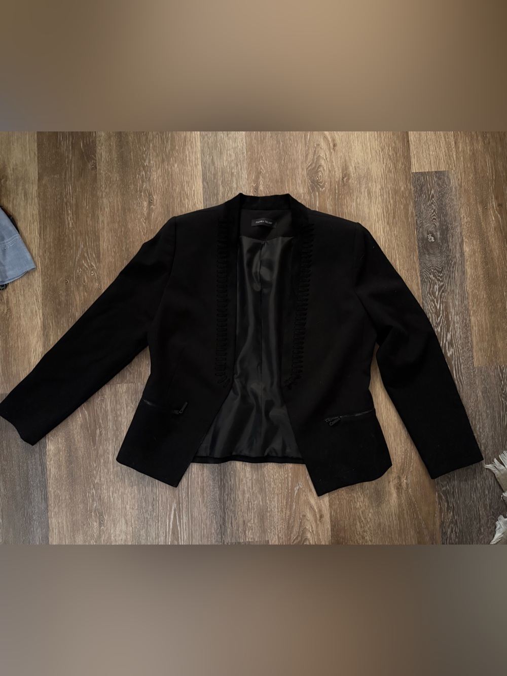 Ivanka Trump Black Suede-Trim Open Blazer